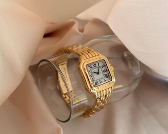 Reloj de pulsera de mujer de oro, reloj encantador, reloj vintage para mujer, reloj de números romanos, reloj para uso diario, regalo del Día de las Madres, regalo para ella