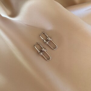 18K Gold & Silver Link Earrings, Waterproof Gold Chain Earring, Dainty Trendy Chunky Chain Earring, U Link Chain Steel Earrings zdjęcie 2