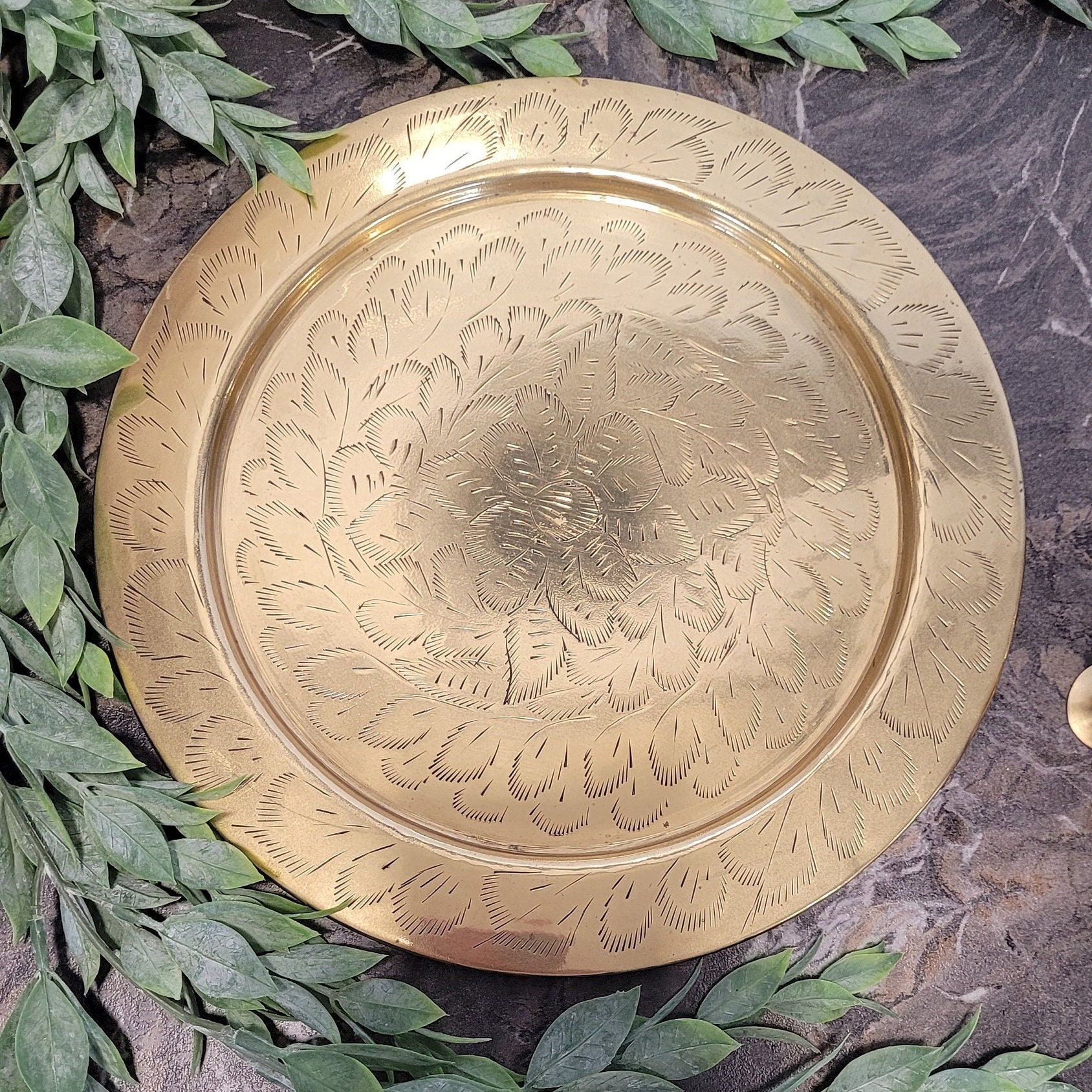 Vintage Etched Brass Teapot, 8 Piece Set Etsy