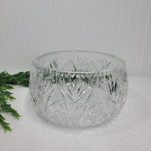 Clear Cut Bohemian Crystal Bowl, Very Large And Heavy, RARE- Marked- Moser Karlsbad