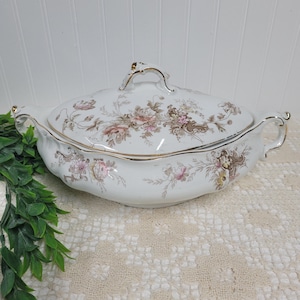 Royal Semi Porcelain Alfred Meakin Covered Tureen, England, Antique