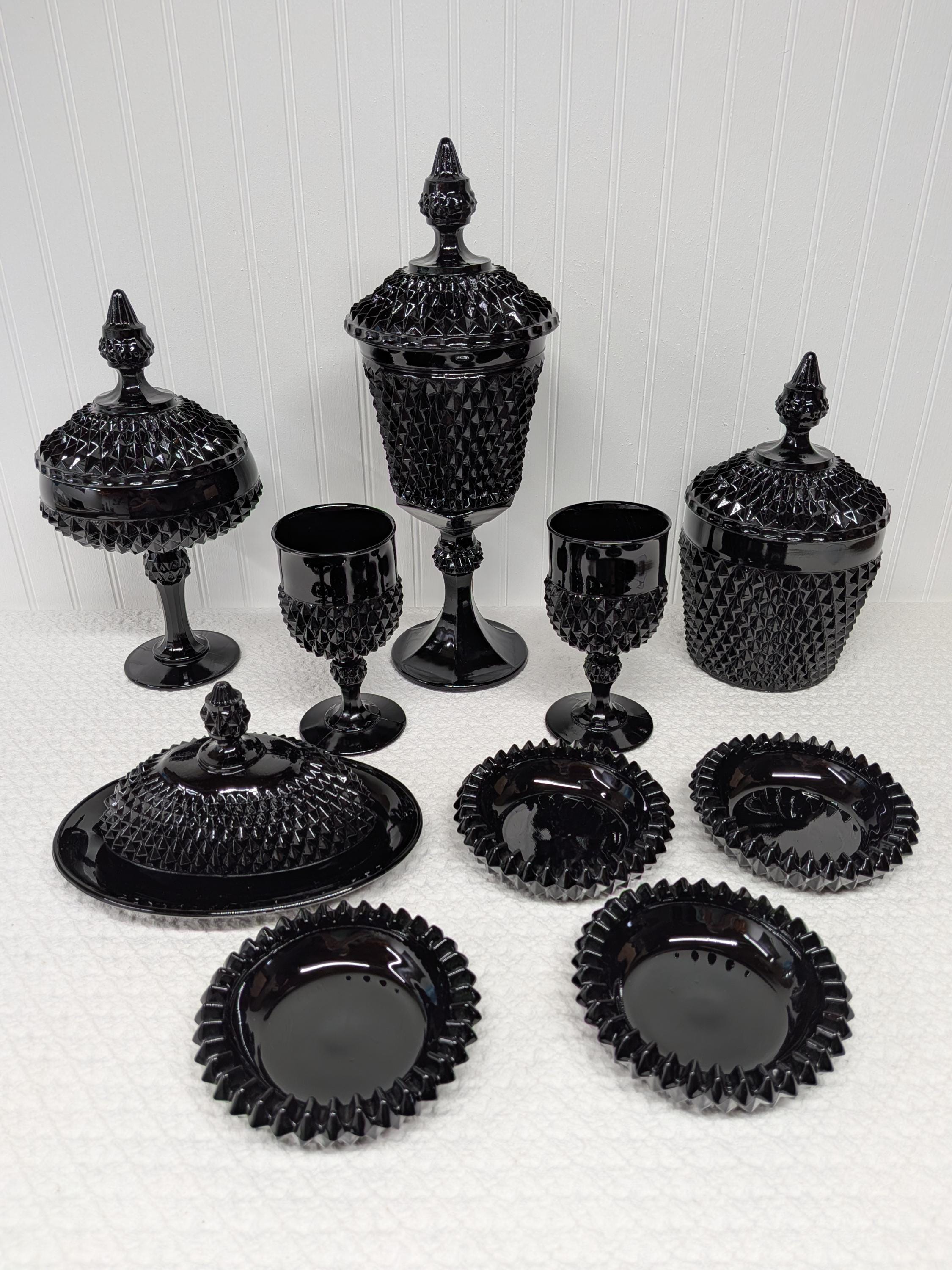 Indiana Glass punch bowl set from the 60 Black indiana glass full set from 1950s-60s display picture 1