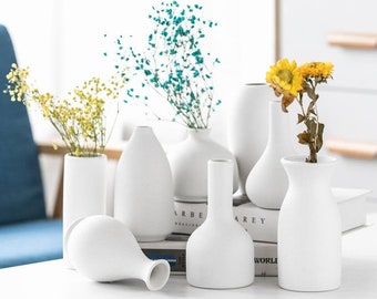Frosted White Ceramic Vase Collection