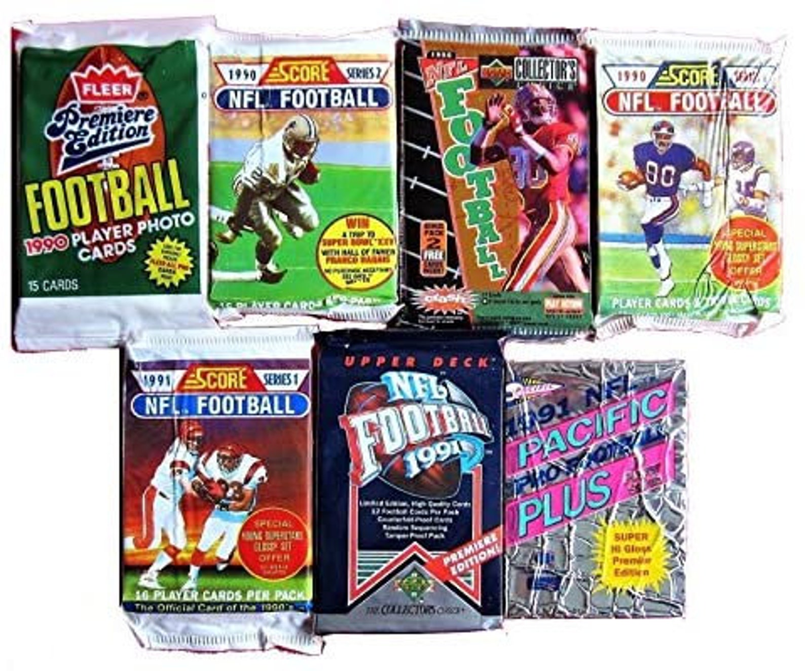 100 Vintage Football Cards in Old Sealed Wax Packs Cards Etsy