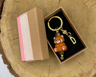 Gold/Silver Personal Red Panda Keychain