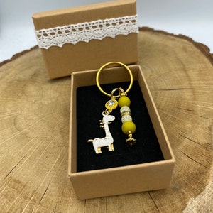 White Gold Giraffe Keychain