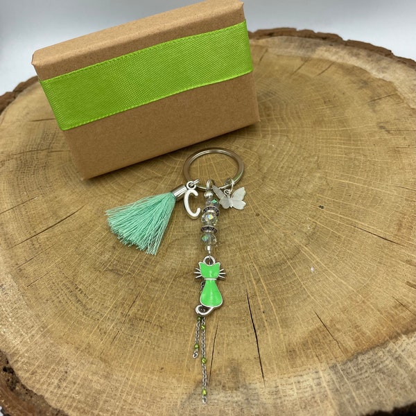 Green Personal Cat Keychain