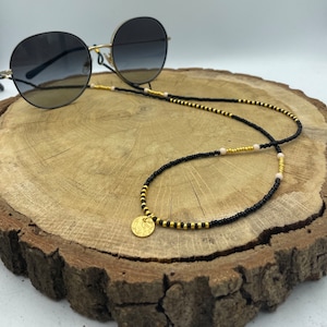 Pfirsich Schwarz Gold Brillenkette
