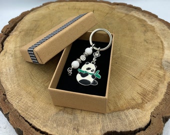 Persönlicher weißer Panda-Schlüsselanhänger