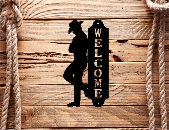 Cowboy Welcome Metal Sign | Etsy