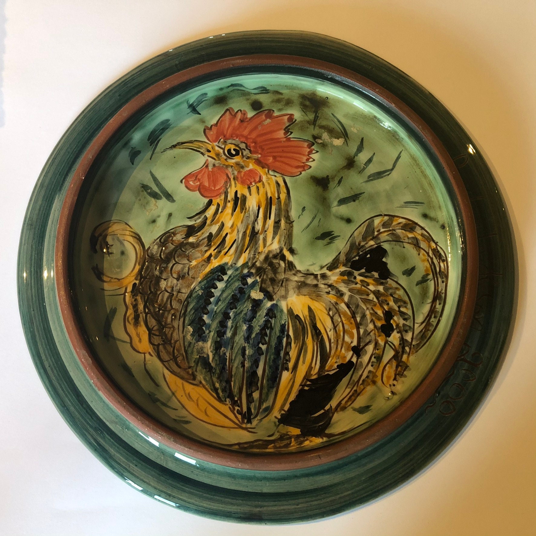Paul Jackson Studio Pottery Dish Cockerel Hens Chicks Etsy