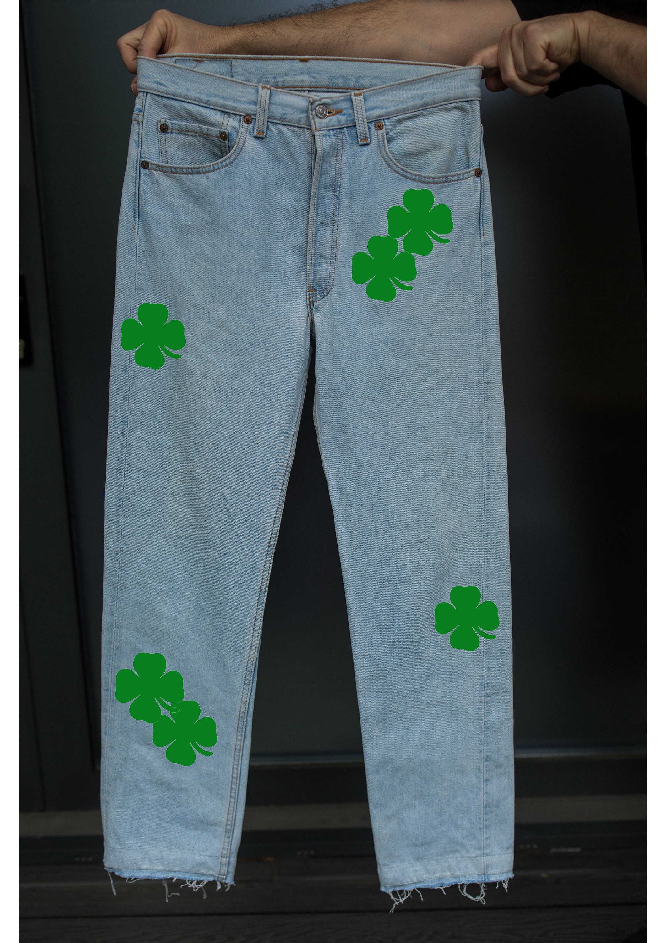 Levis 501 Original Light Blue Jeans With Custom Handmade - Etsy