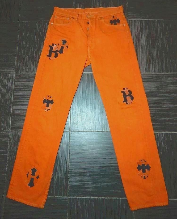 Vintage Levis 501 Orange Jeans Authentic With Bitcoin Orange Leather  Patches - Etsy UK