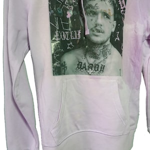 Sweat à capuche lilas imprimé fait main inspiré de la veste Never Die