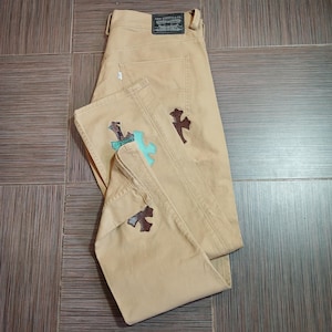 Levis 511 original Jeans with Custom Handmade leather patches W34L32