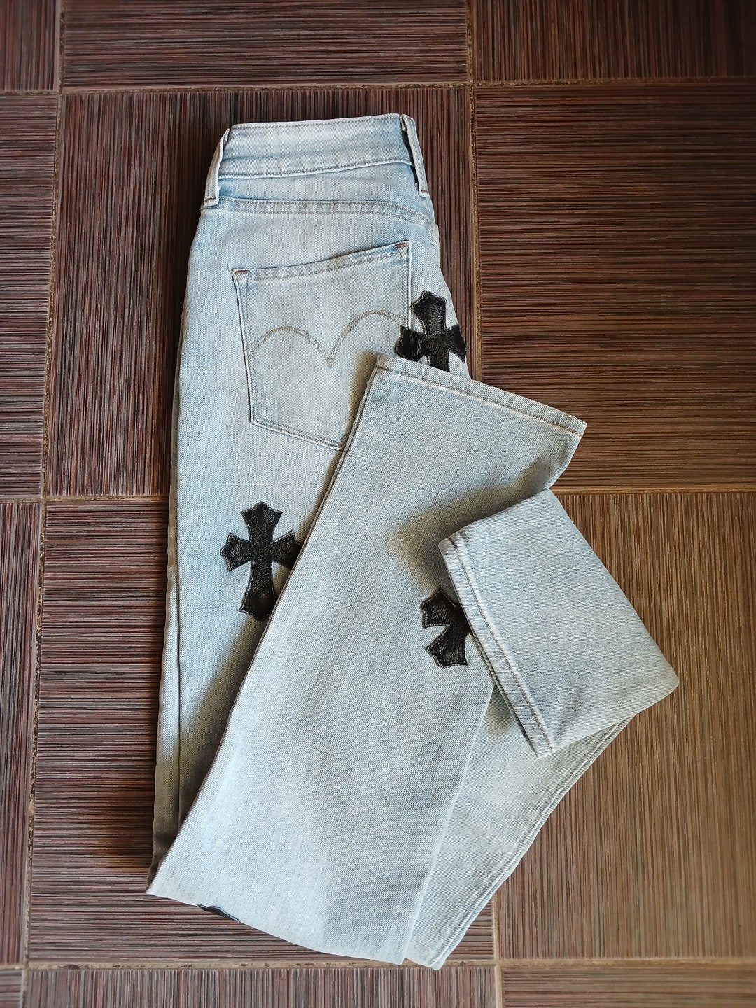 Exclusive Woman Levis Bold Curve Original Light Blue Jeans With Custom ...