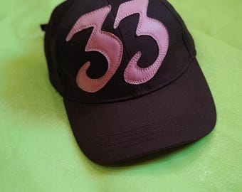Cap 33 pink leather patches handmade custom