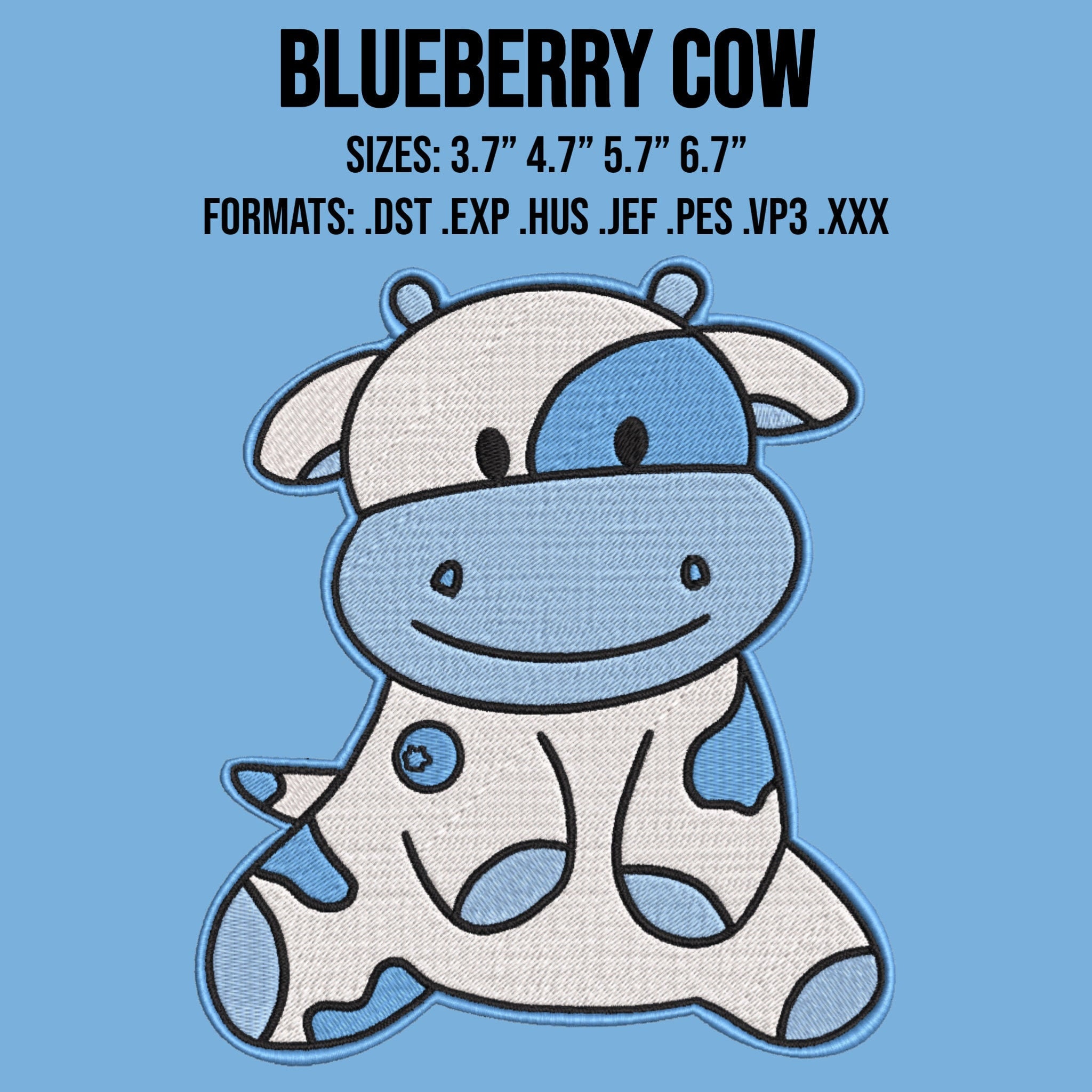 Blueberry Cow Embroidery File Etsy