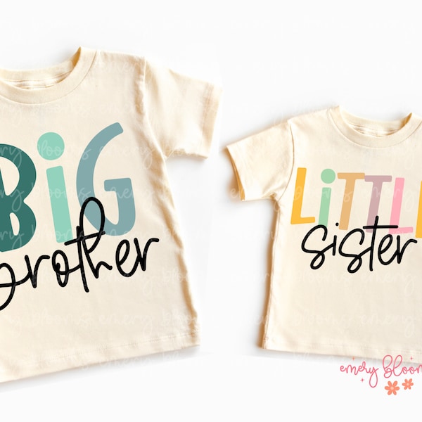 Sibling Colorful Matching Big Brother Little Sister PNG Bundle, Sibling, New Baby Announcement, Sublimation Digital Download