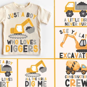 Construction Png Bundle, Excavator Png, Equipment Truck Png, Shirt Sublimation Download, Little Boy Png, Youth, Toddler, Baby, Kid, Career,