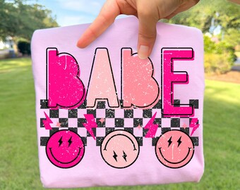 Babe PNG, Kids Png, Little Girl Png, Kids Shirt Png, 80s 90s, Sibling Png, Feral Png, Girly Png, Checkered Png, Preppy Png, Toddler Png