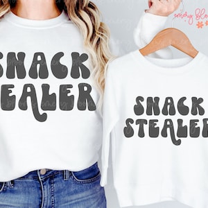 Snack Dealer Stealer Mommy and Me Funny Digital Sublimation PNG SVG Mama Mini Sarcastic Bestie Mom Life Mother&#39;s Day Retro Graphic Design