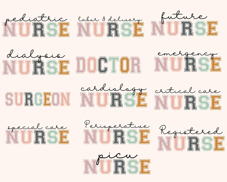 Nurse PNG Bundle, Trendy Png, Nurse Png, Appreciation Png, College Png, Preppy Png, Healthcare Png, Occupational Png, Career Png, Craft image 2