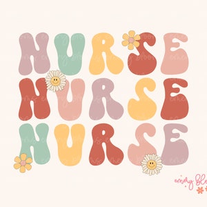 Floral Krankenschwester PNG Digital Design Download, Retro Sublimation Krankenschwester PNG, Boho T-Shirt Design, Print-Datei für Krankenschwestern, gesundheitsfürsorge