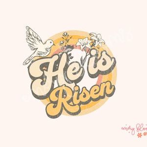Retro Easter PNG He Is Risen Sublimation Happy Easter T Shirt Designs Downloads Trendy Christian Sublimation Vintage Jesus Shirt DTF Print 2