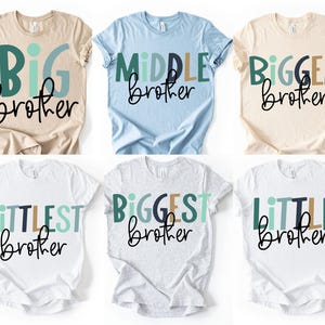 Big Middle Little Brother Sibling PNG Bundle, Blue T Shirt Digital Design, Instant Download, Toddler Boy, Sublimation, New Baby Announcement