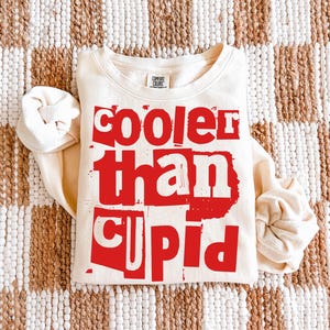 Cooler Than Cupid PNG, Funny Boy Valentine Design, Kids Holiday Shirt, Toddler Valentine Sublimation, Distressed Text, Toddler Png, Boy Png image 3