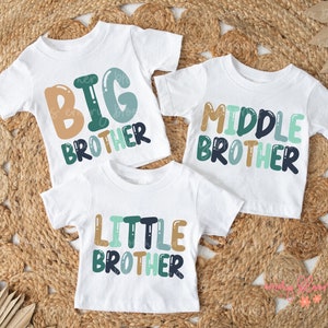 Retro 90s Matching Sibling Little Middle Big Brother PNG Bundle, T Shirt Design, New Baby Announcement, Sublimation Digital Download