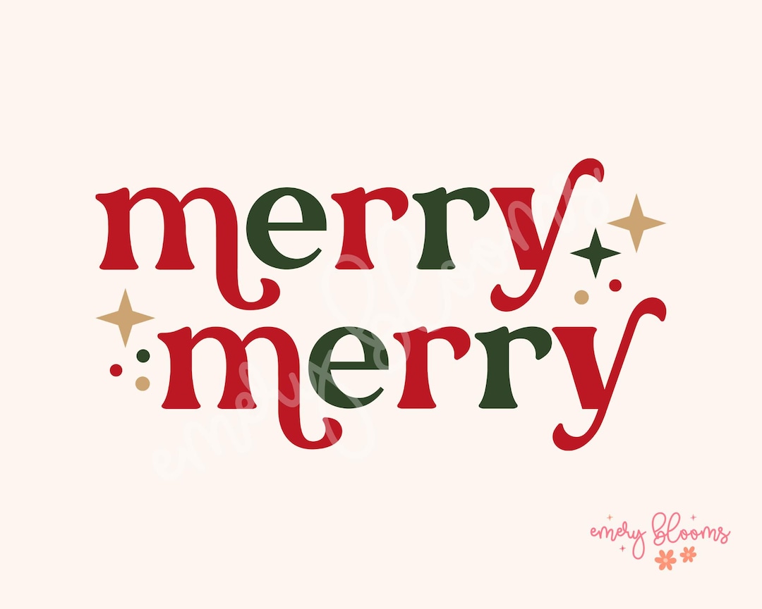 Merry Merry PNG Retro Christmas Png Digital Design Groovy Christmas Png
