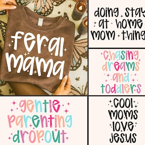 Stay at Home Mom Things SVG Bundle, Feral Mama Png, Mama PNG, Sarcastic Png, Retro Png, Mother Hood, Trendy Png, Mom Life Png, Preppy Png image 1
