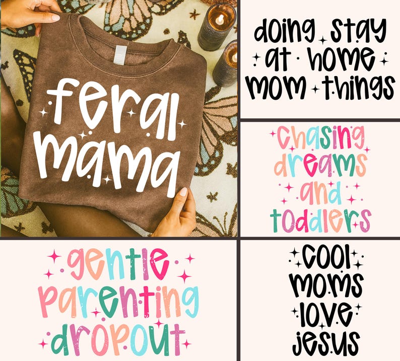 Stay at Home Mom Things SVG Bundle, Feral Mama Png, Mama PNG, Sarcastic Png, Retro Png, Mother Hood, Trendy Png, Mom Life Png, Preppy Png image 1