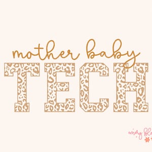 Mother Baby Tech PNG Digital Design Download, Retro Sublimation Nurse PNG, Boho T Shirt Design, Print File for Nurses, Healthcare Png