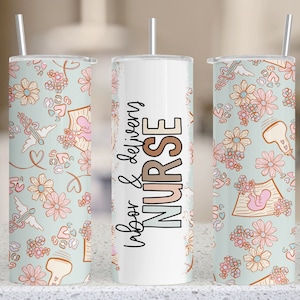 Labor & Lieferung Krankenschwester Nahtlose 20 Unzen Sublimation Tumbler Wrap, Gerade Skinny Tumbler Wrap, Digitales Design Download Kommerzielle Nutzung