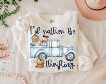 I’d Rather Be Thrifting PNG, Thrift Png, Aesthetic Png, Vintage Png, Blue Truck Png, Retro Png, Boutique Png, Dainty Png, Whimsy Png, Craft