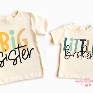 Sibling Colorful Matching Big Sister Little Brother PNG Bundle, Sibling, New Baby Announcement, Sublimation Digital Download