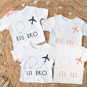 Irmão PNG SVG Avião Big Little Brother Sister Bundle Digital Matching Família Anúncio de gravidez Camisa Design gráfico Crianças Menino Menina