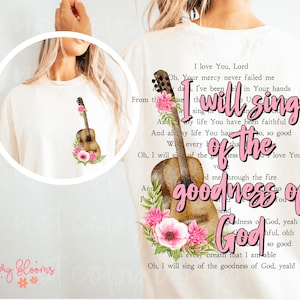 Goodness of God Digital PNG Sublimation Floral Guitar Christian Retro Trendy Vintage Sign Graphic Design Worship Song Distressed Church DTF
