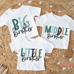 Retro Blue Matching Sibling Little Middle Big Brother PNG Bundle, T Shirt Design, New Baby Announcement, Sublimation Digital Download