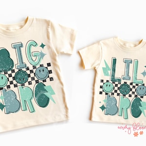 90s Retro Blue Matching Sibling Lil Bro Big Bro PNG Sublimation Bundle Checker Textured Shirt Graphic Design New Baby Announcement Digital