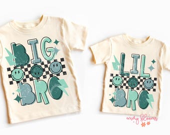 Big Bro PNG, Little Bro Png, Checkered Png, Grunge Png, Bolt Png, Retro Png, Boy Png, Sibling Crew Png, Pregnancy Announcement, Baby Brother