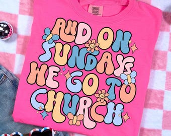On Sundays We Go To Church PNG, Faith-Based PNG, Religious Png, Christian Png, Preppy, Trendy Png, Retro Png, Millennial Png, Biblical Png