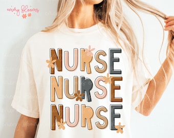Nurse Stacked SVG, Floral Png, Trendy Png, Nurse Png, Appreciation Png, Preppy Png, Healthcare Png, Occupational Png, Career Png, Craft