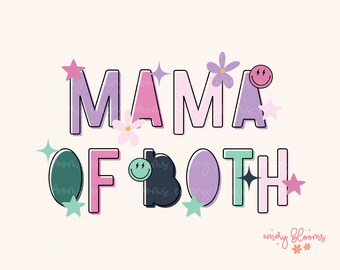 Mama Of Both PNG, Mother Hood Png, Retro Png, Preppy Png, Checkered Png, Trendy Png, Mama Png, Mom Life Png, Mom Png, Cool Mom Club, Craft