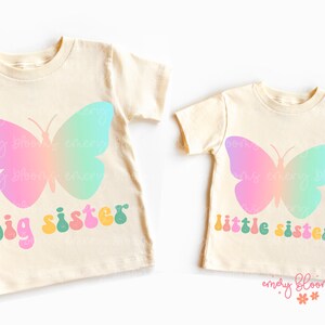 Butterfly Sibling PNG Big Little Sister Rainbow Bundle PNG, Plik cyfrowy, Dopasowane koszulki rodzinne Projekt, Ogłoszenie o ciąży