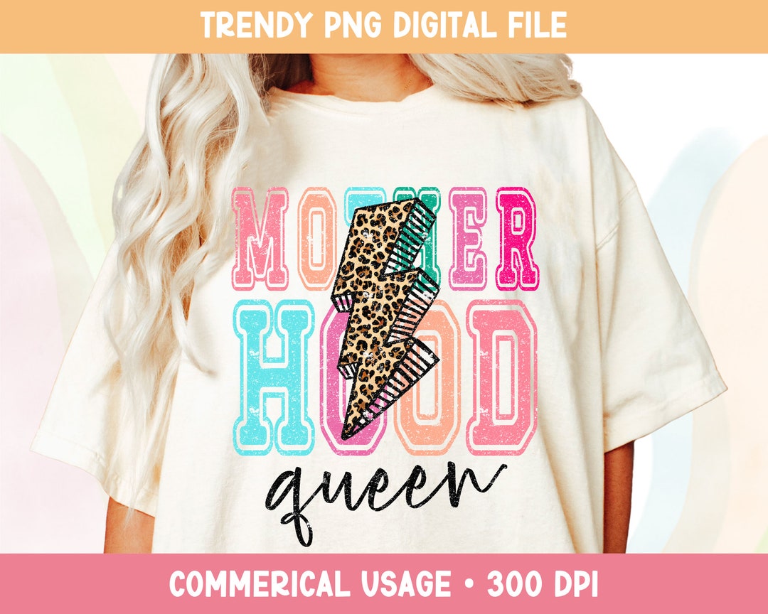 Mother Hood Queen PNG Retro Colorful Mom Png Design Funny Etsy