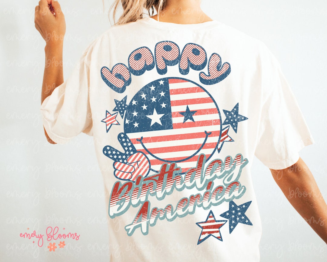 Happy Birthday America Png, Peace, Retro, USA, Sublimation Download ...